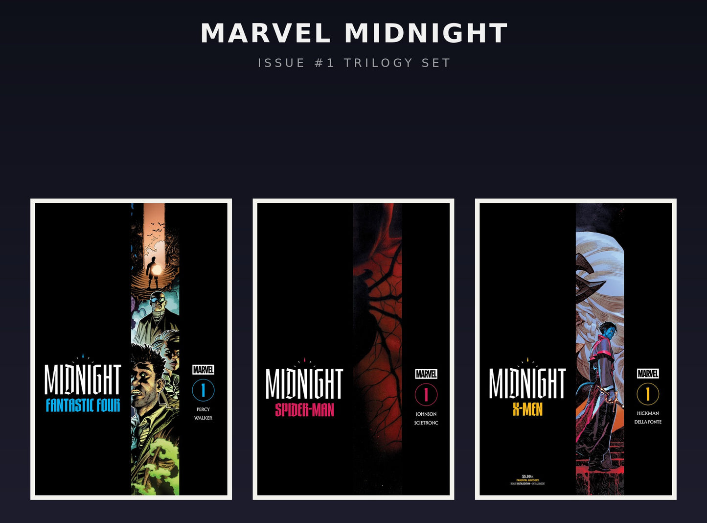 Preorder | Marvel Midnight Trilogy #1 Set — Fantastic Four, Spider-Man & X-Men (Cover A)