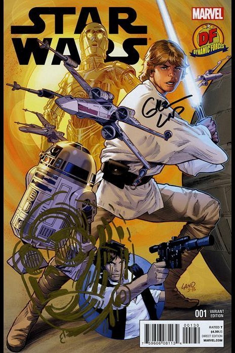 Df Star Wars #1 Df Variant Signed by Greg Land and Remarked by Ken Haeser with a Golden C-3Po Head Sketch