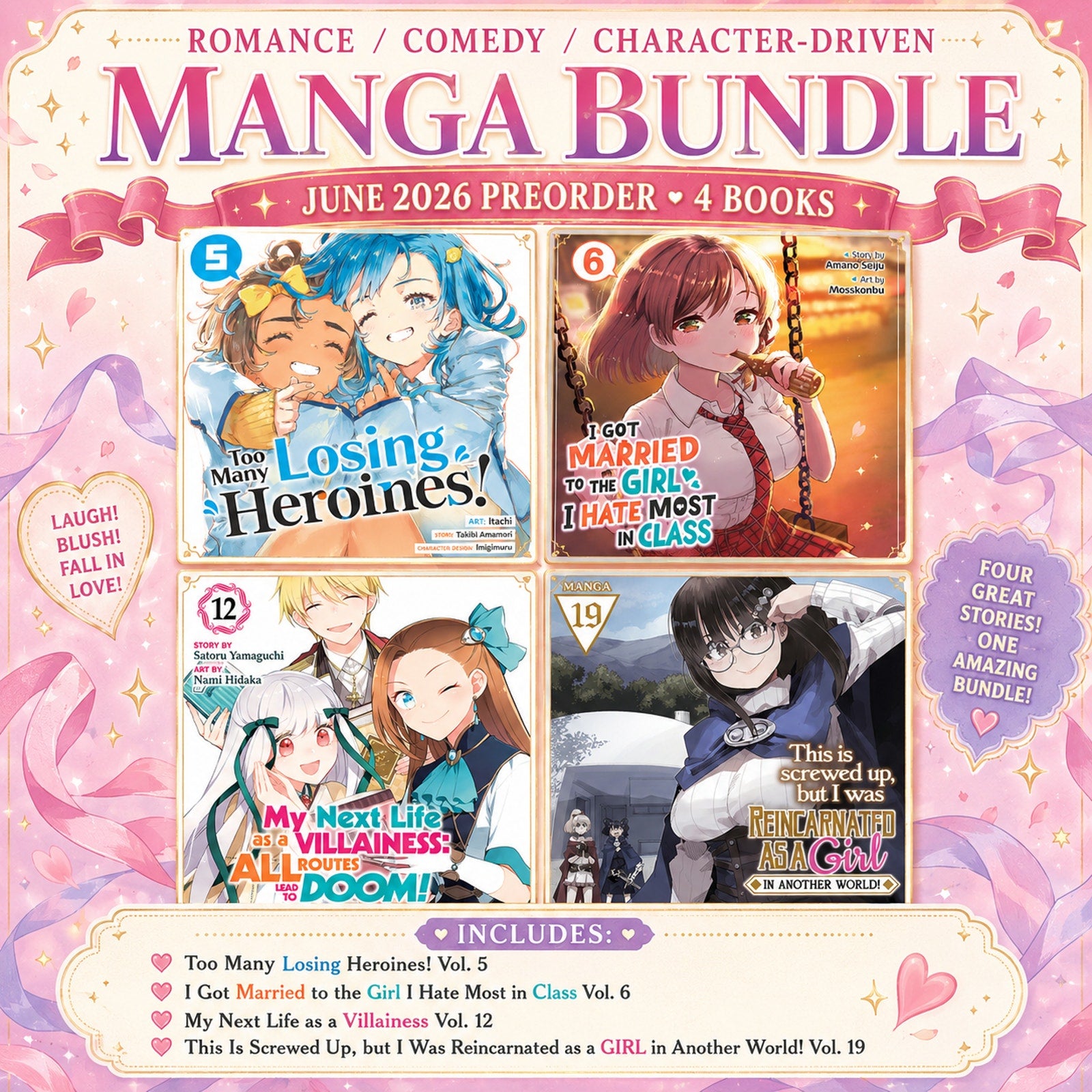 June 2026 Romance Comedy Manga Preorder Bundle 4 Books Villainess Heroines +More